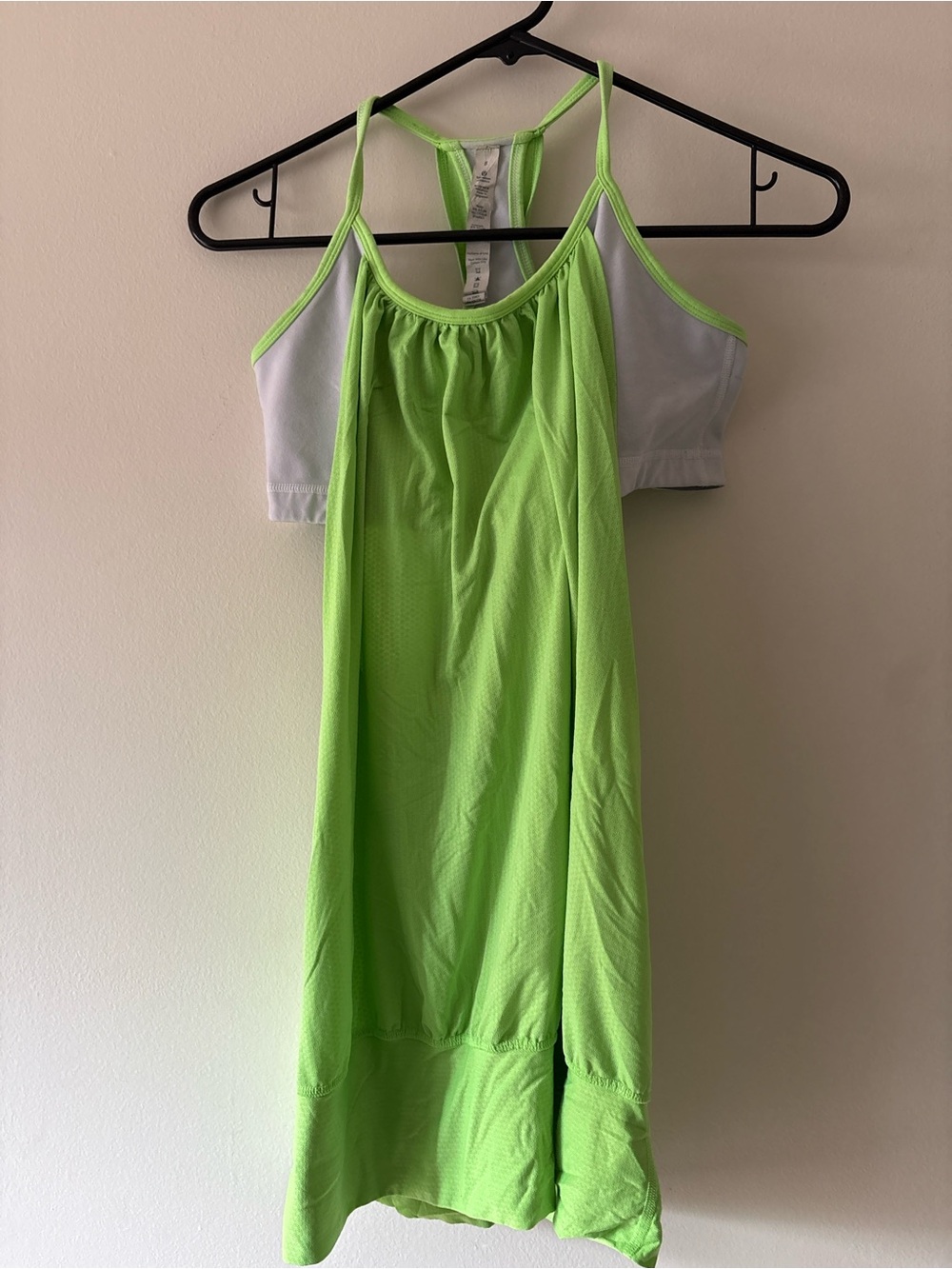 lululemon athletica Neon Green Strappy Sports Dress with Built-In Bra